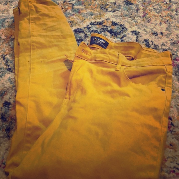 Old Navy Denim - Old navy rockstar mustard yellow pants 14 skinny
